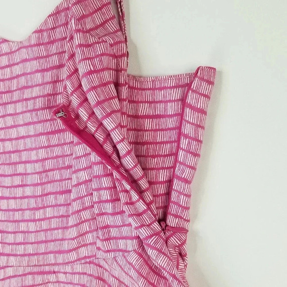 Old Navy Small Women's The Cami Dress Spaghetti String Side Zip Pink White Strip - Picture 7 of 8